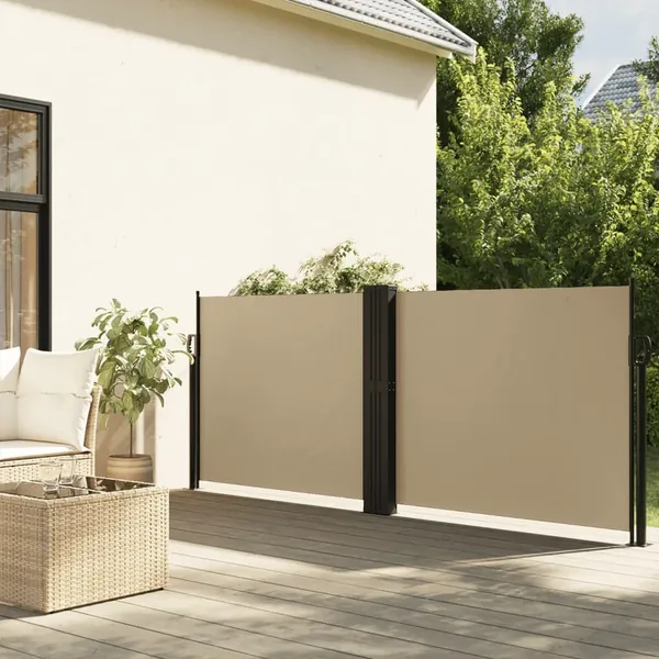 Auvent latéral rétractable beige 140x1000 cm