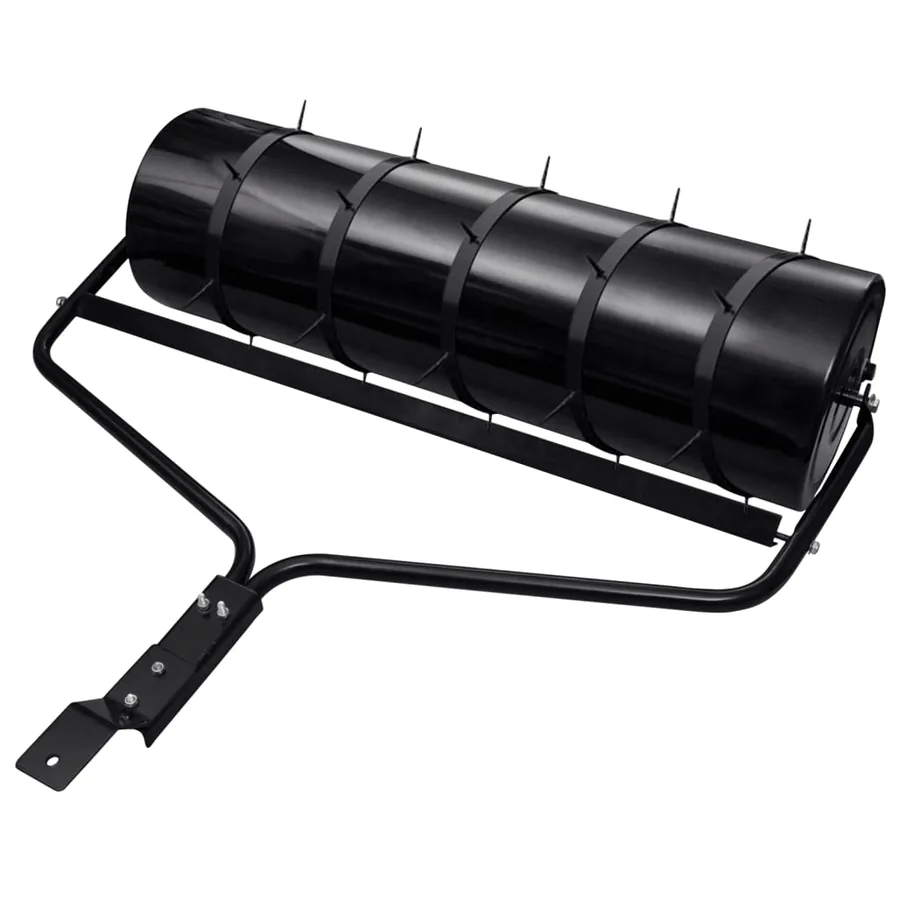 Rouleau de jardin et de pelouse à tirer avec pinces aérateur noir 63 L en fer