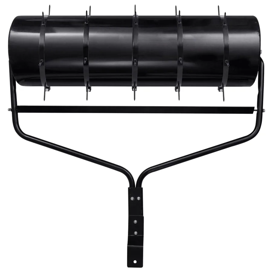 Rouleau de jardin et de pelouse à tirer avec pinces aérateur noir 63 L en fer - 2