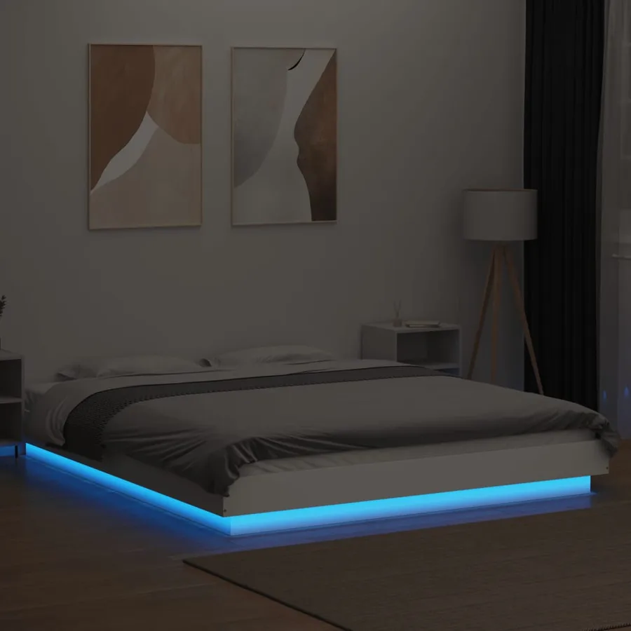 Cadre de lit avec lumières LED sans matelas blanc 160x200 cm - 4
