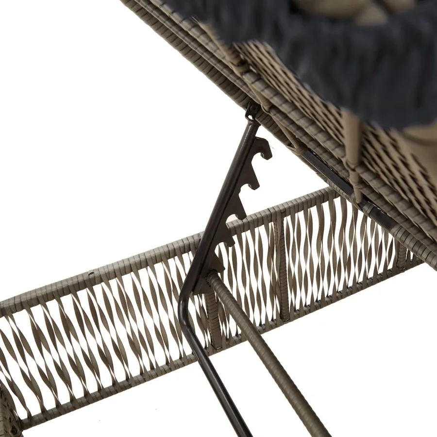 Chaises longues lot de 2 avec table gris résine tressée - 7