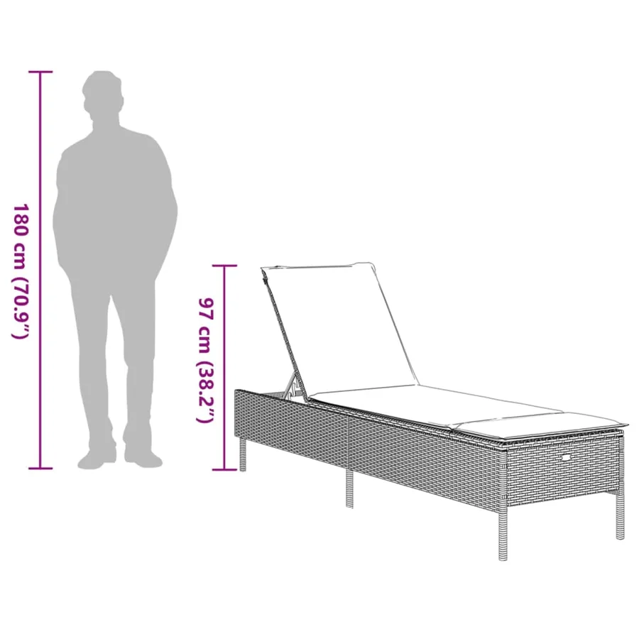 Chaise longue avec coussin marron résine tressée - 11