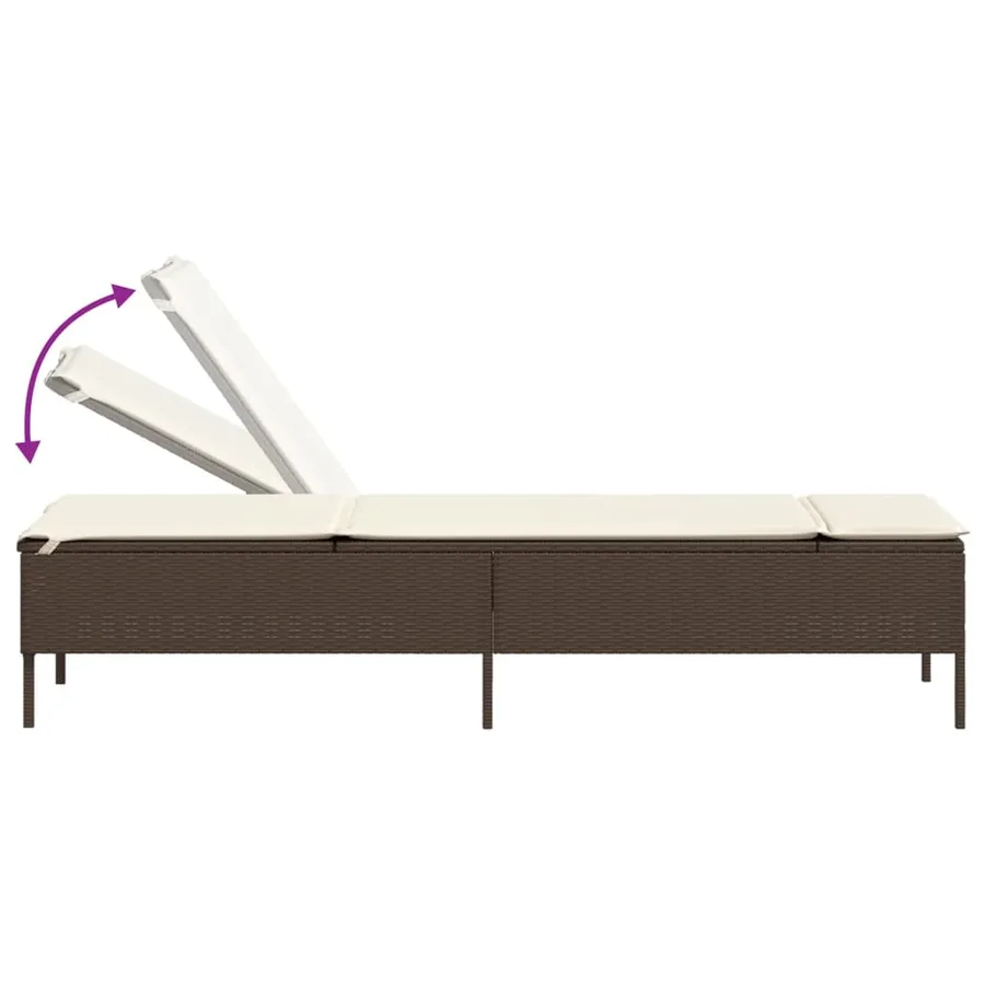 Chaise longue avec coussin marron résine tressée - 7