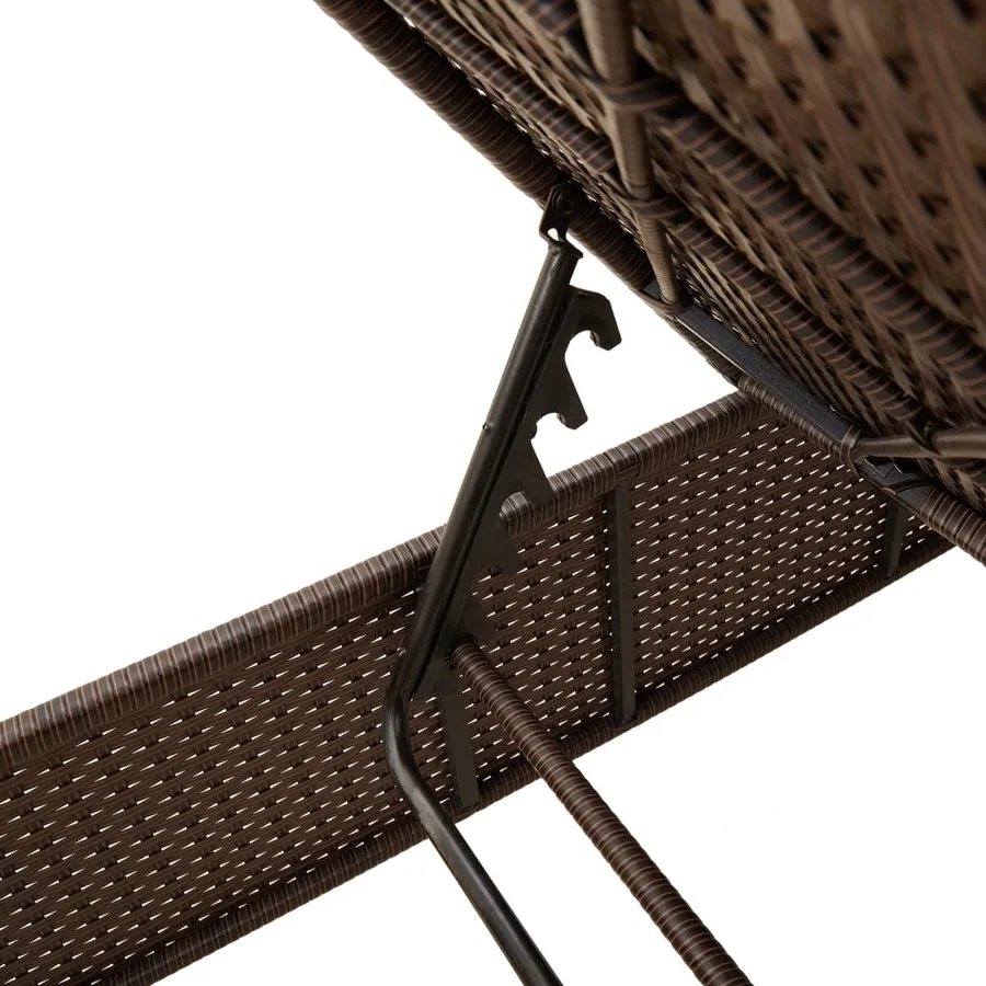 Chaise longue avec coussin marron résine tressée - 8
