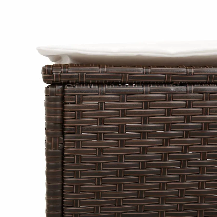 Chaise longue avec coussin marron résine tressée - 9