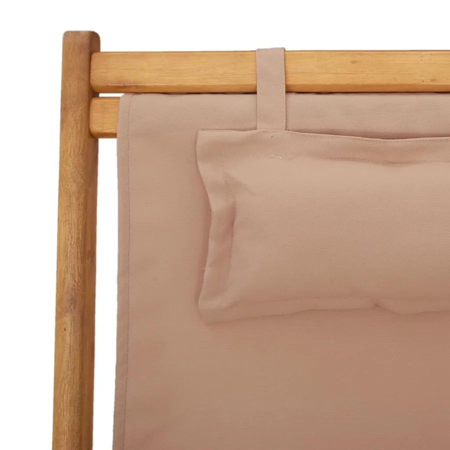 Chaises de plage pliantes lot de 2 taupe tissu et bois massif - 10