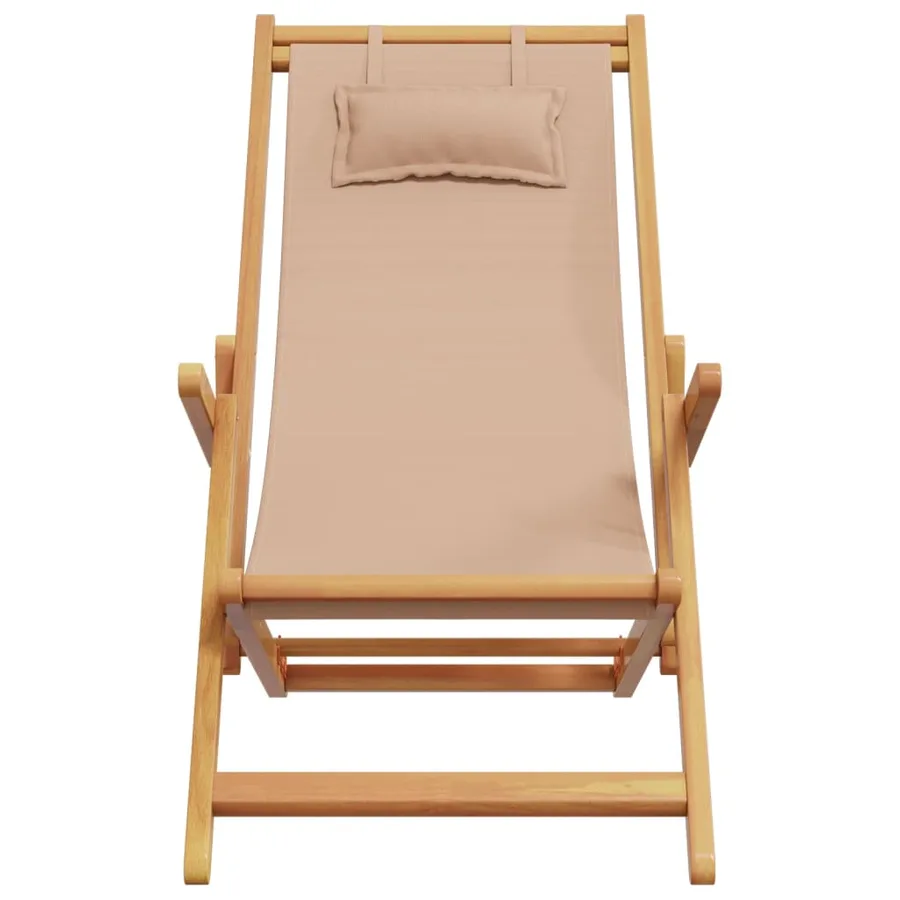 Chaises de plage pliantes lot de 2 taupe tissu et bois massif - 4