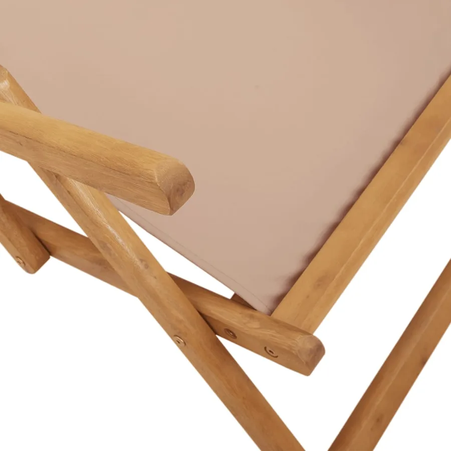Chaises de plage pliantes lot de 2 taupe tissu et bois massif - 9