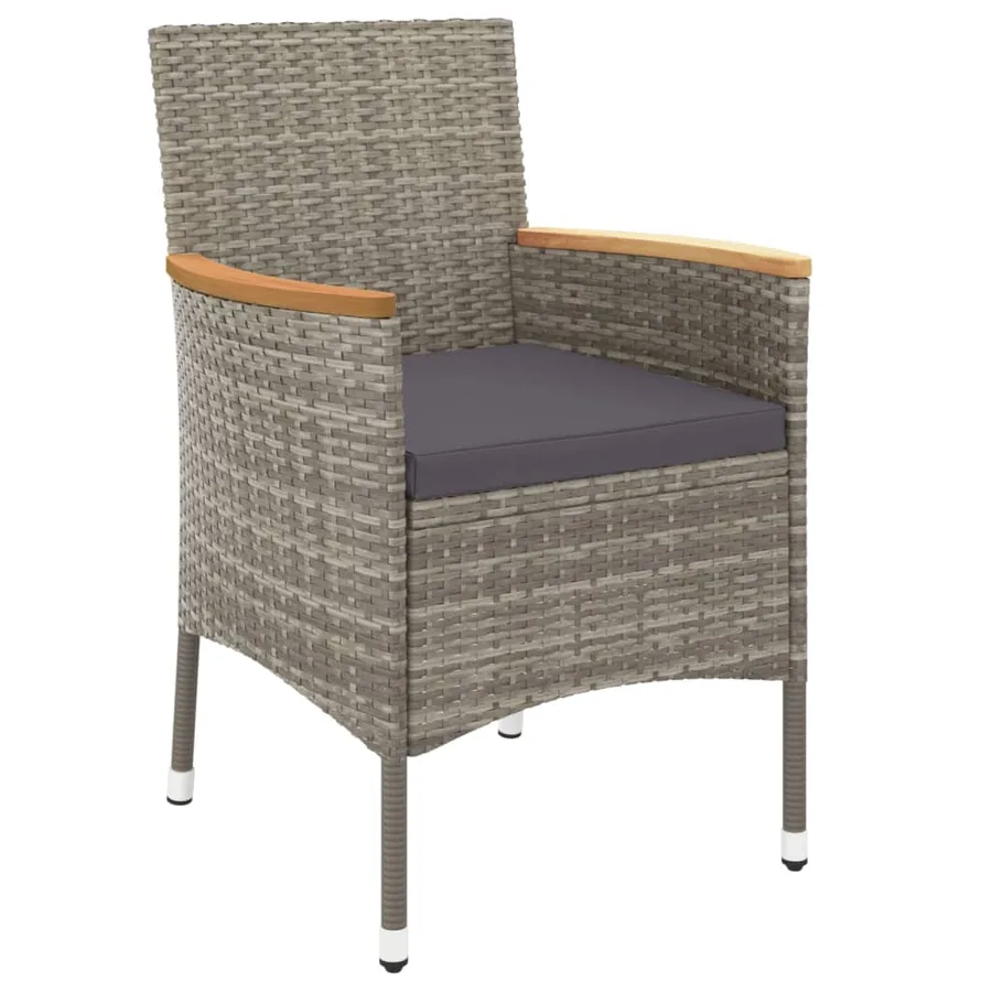 Ensemble à manger jardin et coussins 7 pcs gris rotin - 4