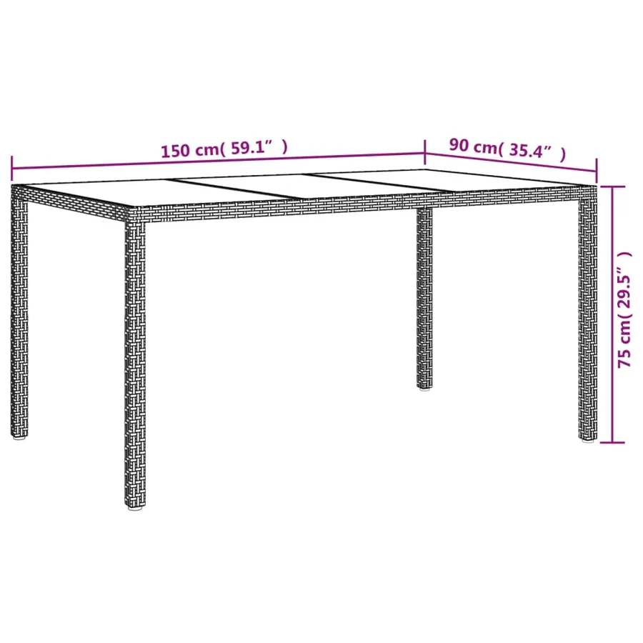 Ensemble à manger jardin et coussins 7 pcs gris rotin - 8
