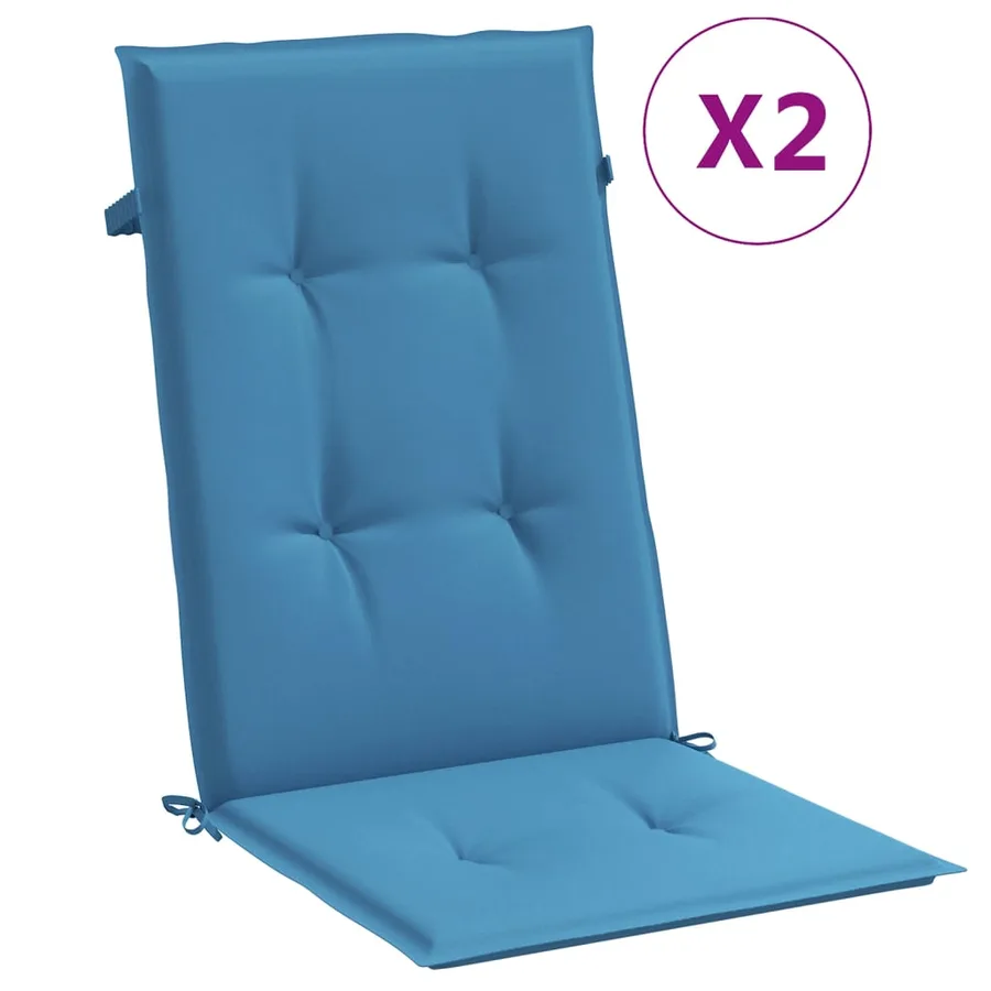 Coussins de chaise à dossier haut lot de 2 bleu mélangé tissu - 2