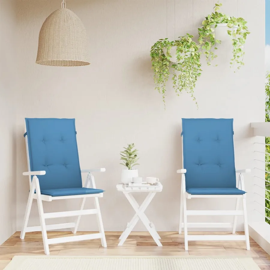 Coussins de chaise à dossier haut lot de 2 bleu mélangé tissu - 3