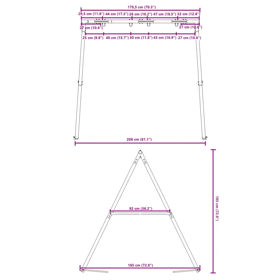Cadre de balançoire extérieur l 206 x H 185 cm - 8