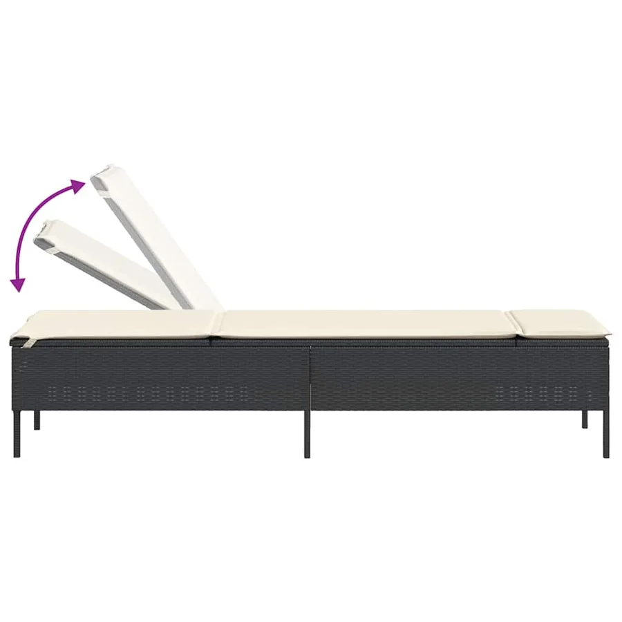 Chaises longues avec coussins lot de 2 noir résine tressée - 8