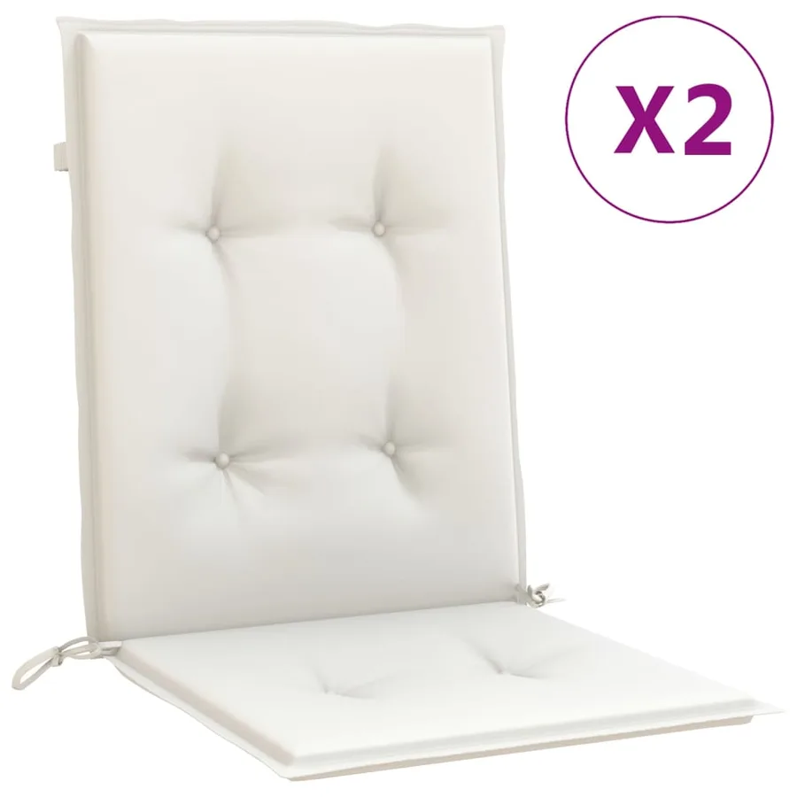 Coussins de chaise à dossier bas lot de 2 crème mélangé tissu - 2