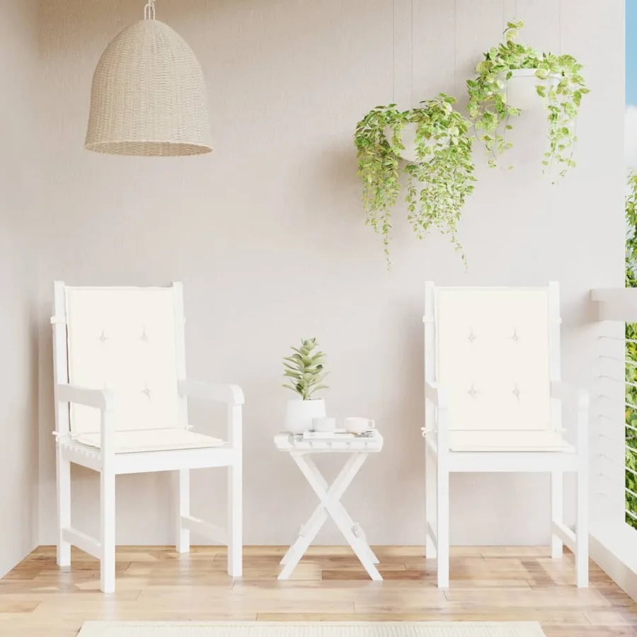 Coussins de chaise à dossier bas lot de 2 crème mélangé tissu - 3