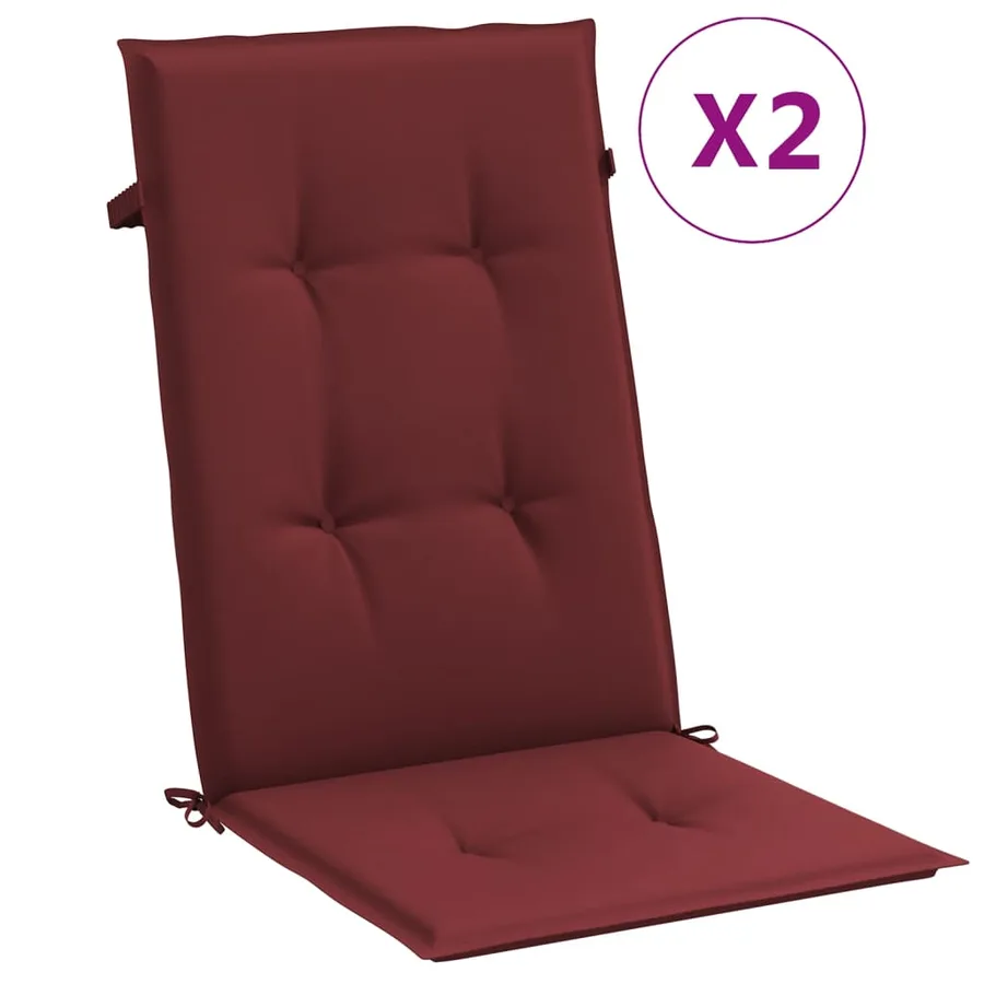 Coussins de chaise dossier haut lot de 2 rouge bordeaux mélangé - 2