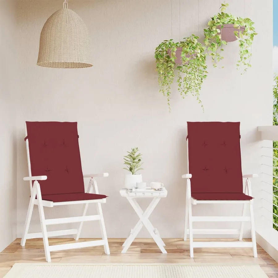 Coussins de chaise dossier haut lot de 2 rouge bordeaux mélangé - 3