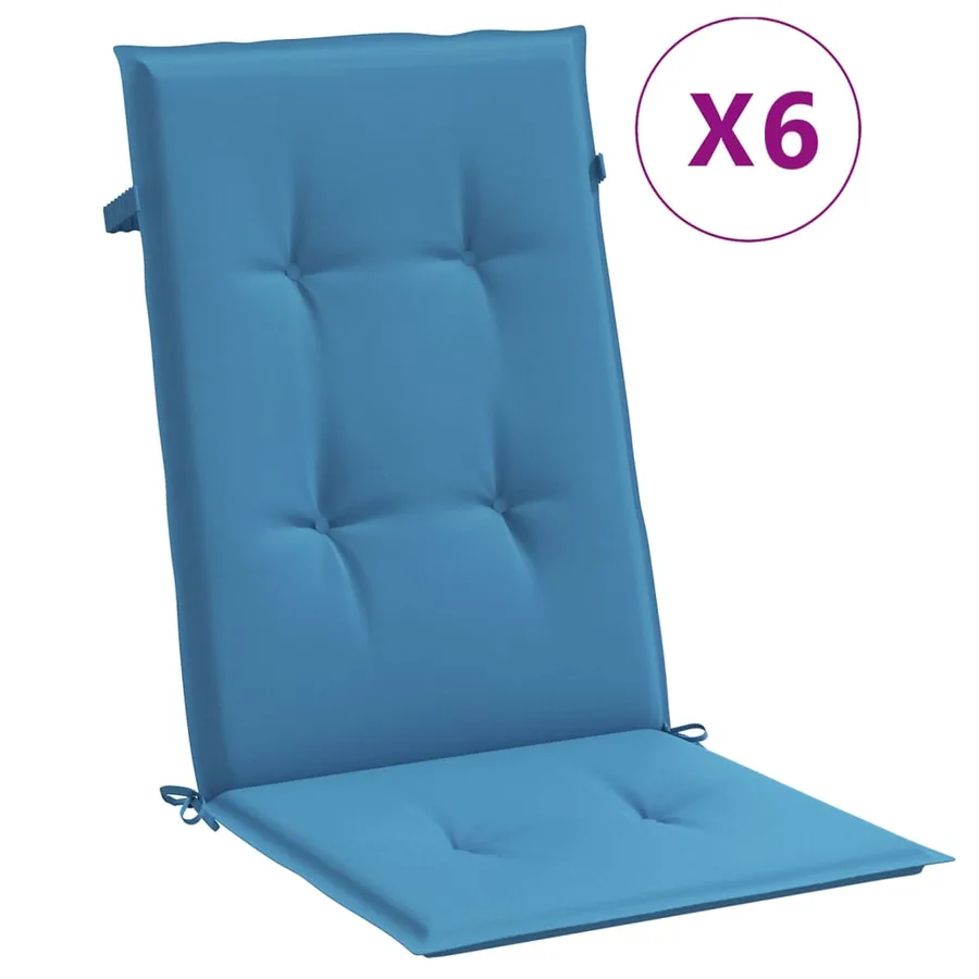 Coussins de chaise à dossier haut lot de 6 bleu mélangé tissu - 2