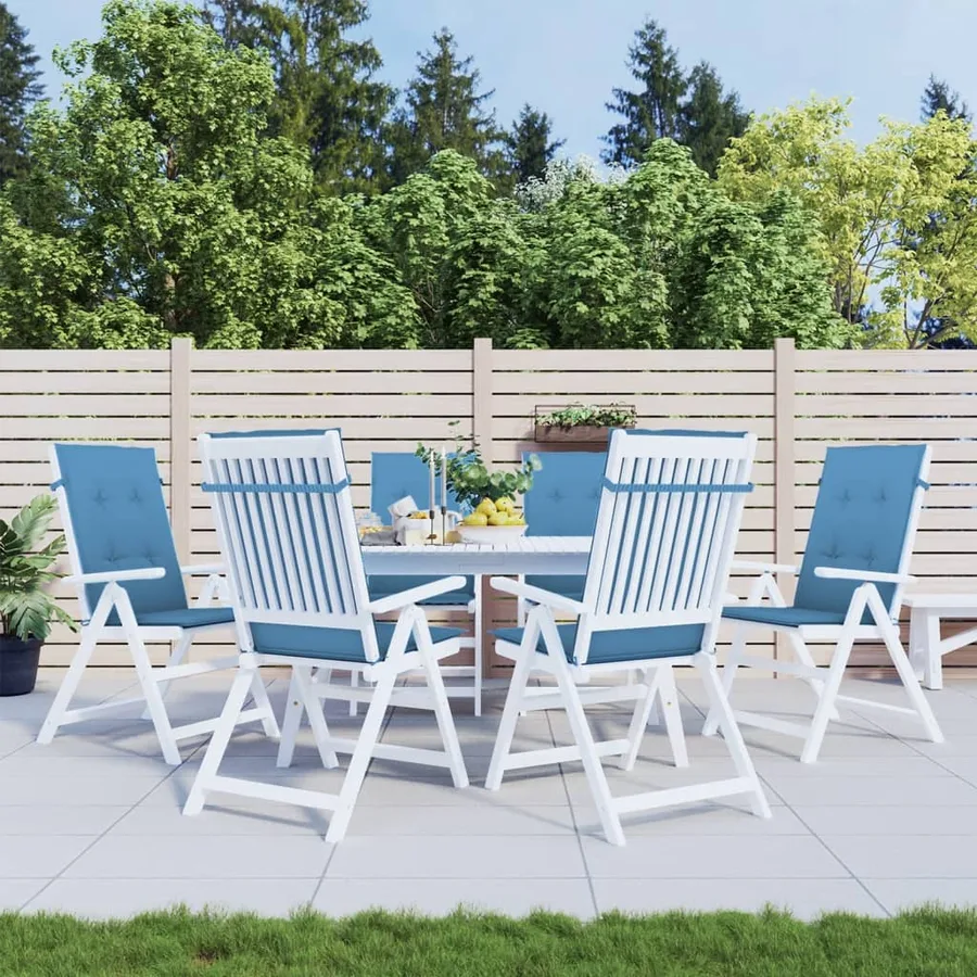 Coussins de chaise à dossier haut lot de 6 bleu mélangé tissu - 3