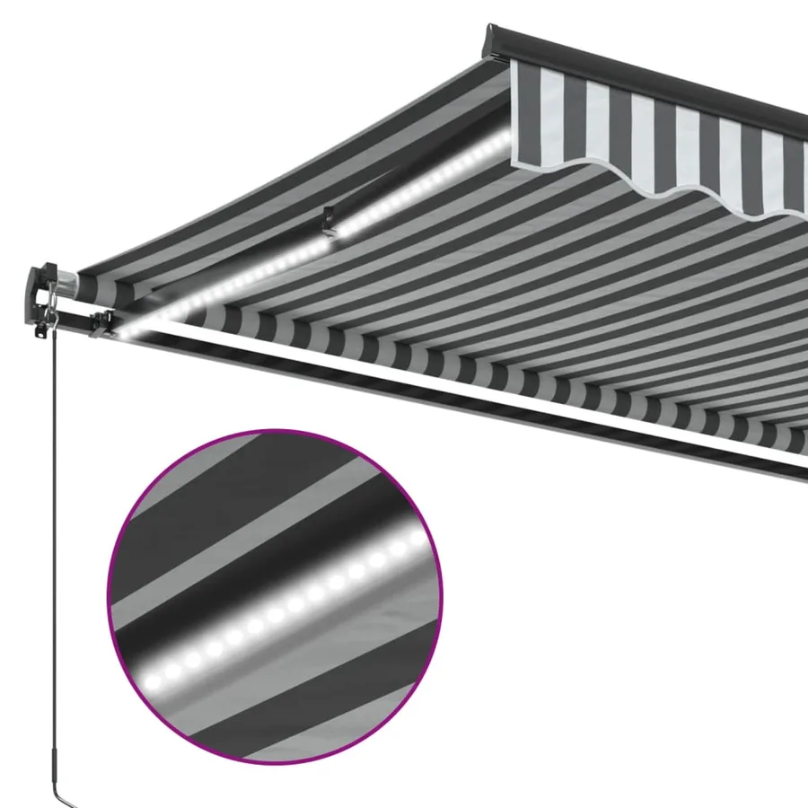 Auvent manuel rétractable avec LED anthracite blanc 450x350 cm - 8