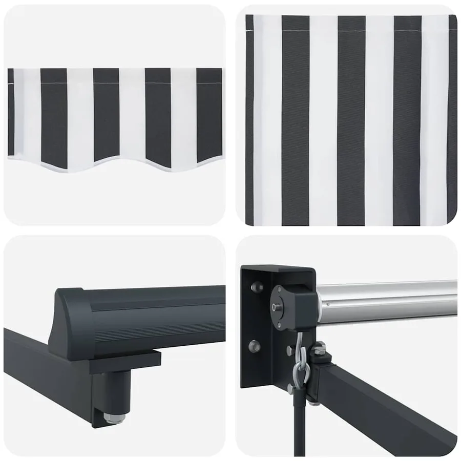 Auvent rétractable anthracite/blanc 3x2,5 m tissu et aluminium - 9