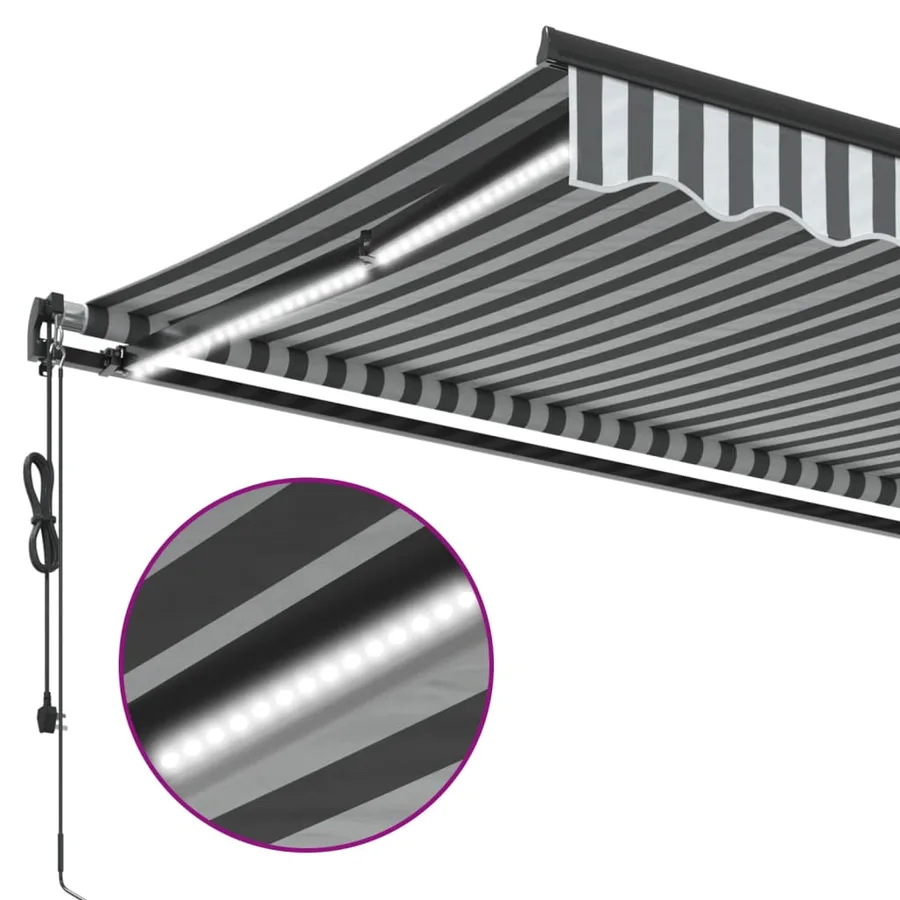 Auvent rétractable automatique avec LED anthracite et blanc - 7