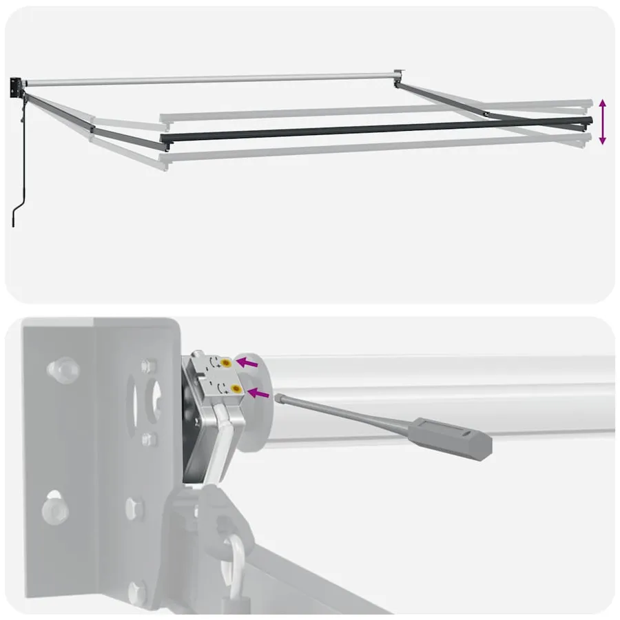 Auvent rétractable anthracite et blanc 4x3 m tissu et aluminium - 13