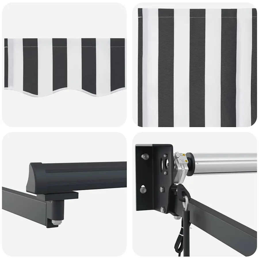 Auvent rétractable anthracite et blanc 4x3 m tissu et aluminium - 9