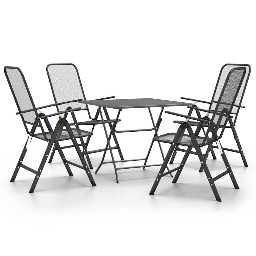 Ensemble à manger de jardin 5 pcs Maille Métal Anthracite - 2