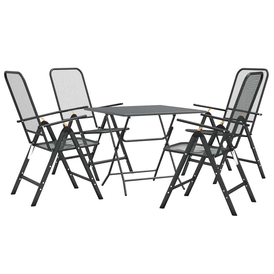 Ensemble à manger de jardin 5 pcs Maille Métal Anthracite - 3