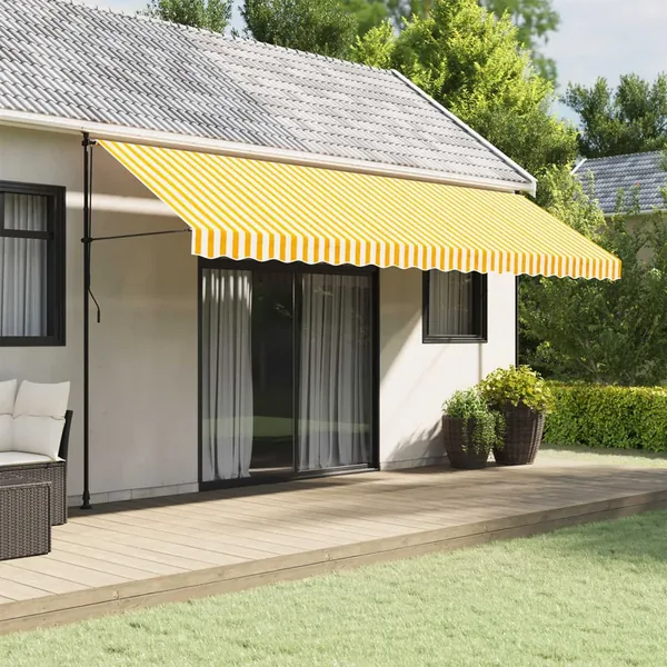 Tissu de remplacement de cantonnière d’auvent jaune blanc 5 m