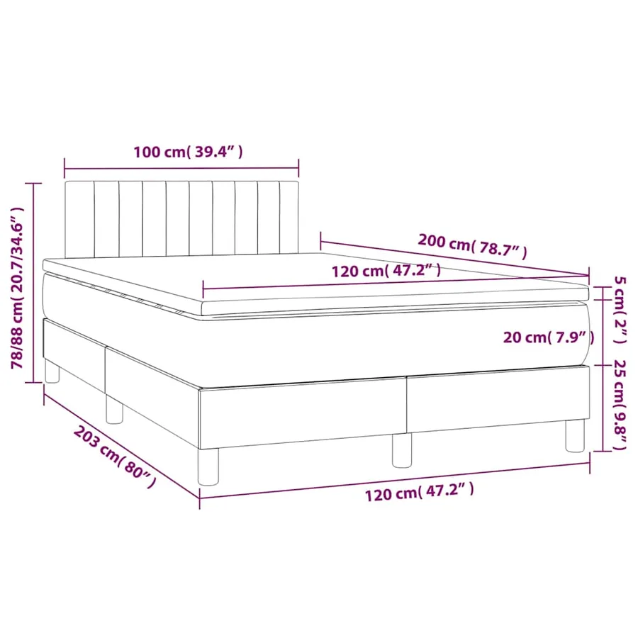 Sommier à lattes de lit avec matelas LED Vert foncé 120x200 cm - 9