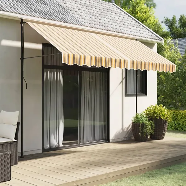 Tissu de remplacement de cantonnière d’auvent rayure jaune gris