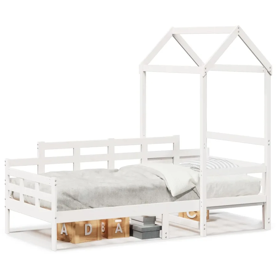 Lit de jour avec toit sans matelas blanc 80x200 cm bois massif - 2