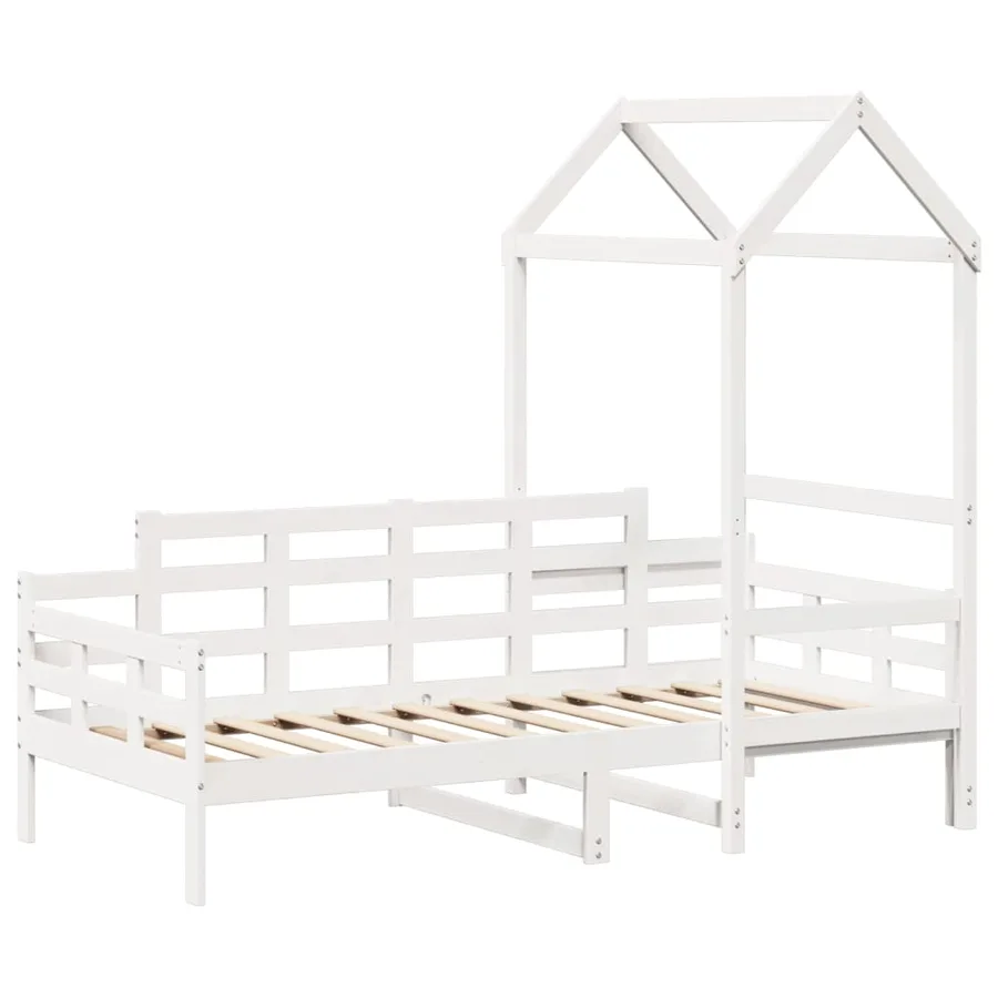 Lit de jour avec toit sans matelas blanc 80x200 cm bois massif - 3