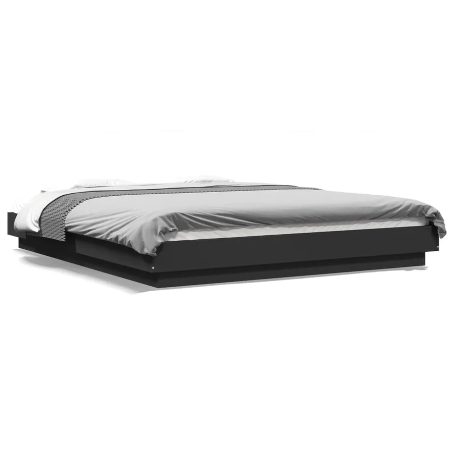 Cadre de lit avec lumières LED sans matelas noir 150x200 cm - 2