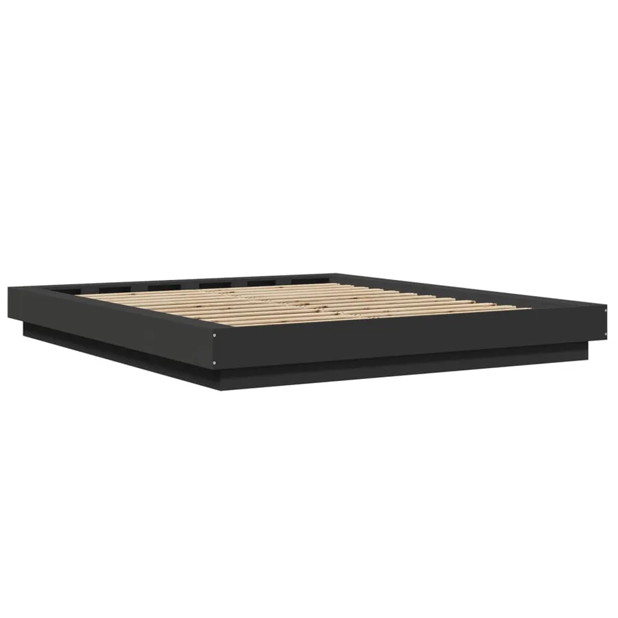Cadre de lit avec lumières LED sans matelas noir 150x200 cm - 7