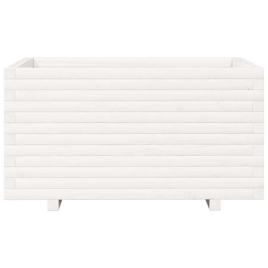 Jardinière blanc 90x60x49,5 cm bois de pin massif - 5