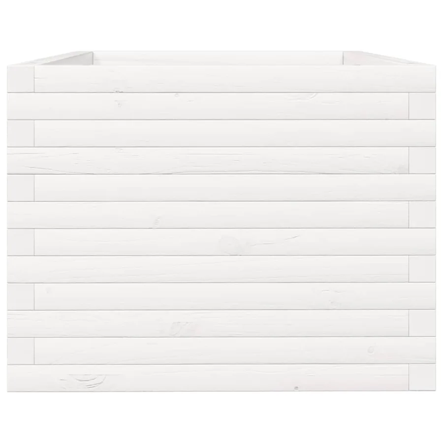 Jardinière blanc 90x60x49,5 cm bois de pin massif - 6