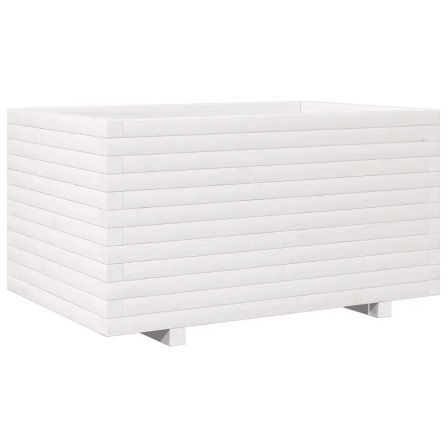 Jardinière blanc 90x60x49,5 cm bois de pin massif - 7