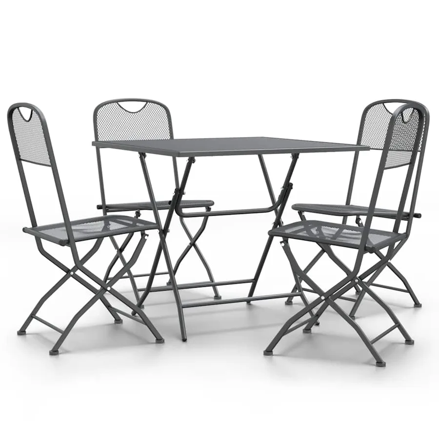 Ensemble à manger de jardin 5 pcs Maille Métal Anthracite - 2