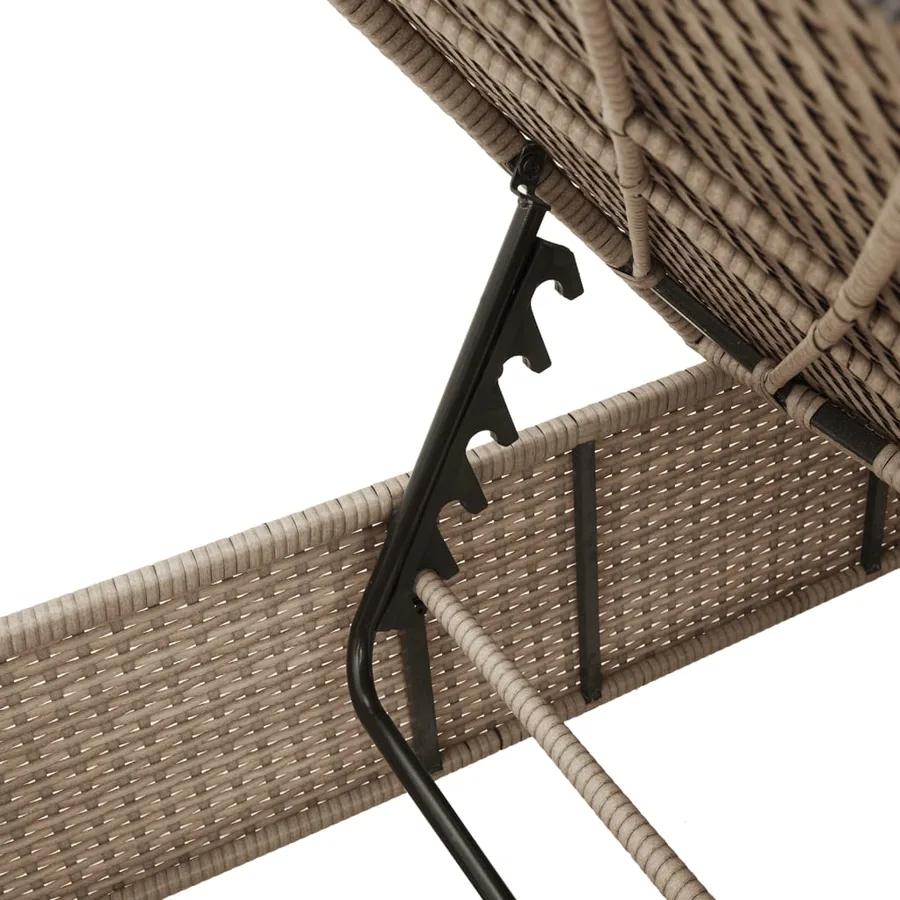 Chaise longue avec coussin beige résine tressée - 8