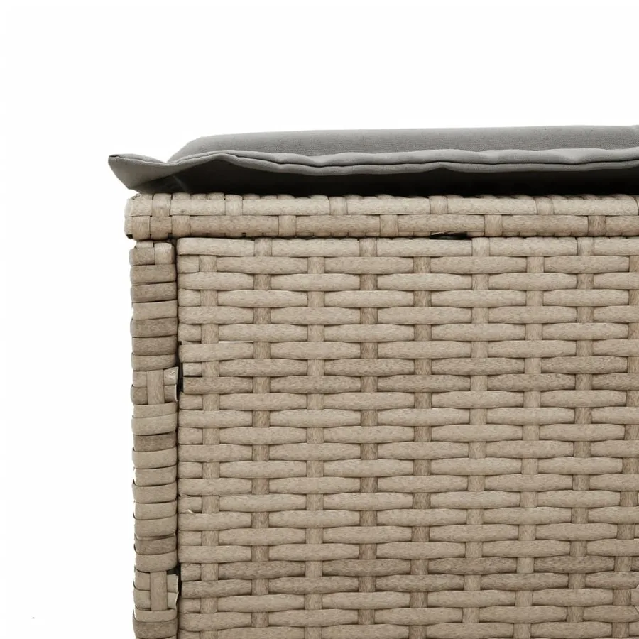 Chaise longue avec coussin beige résine tressée - 9