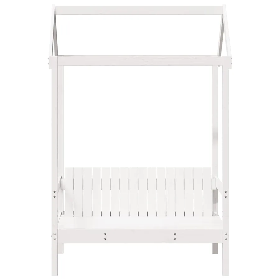 Banc avec toit blanc 117,5x70x176,5 cm bois de pin massif - 4