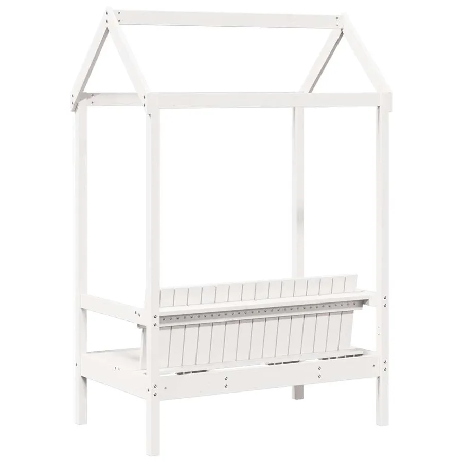 Banc avec toit blanc 117,5x70x176,5 cm bois de pin massif - 6