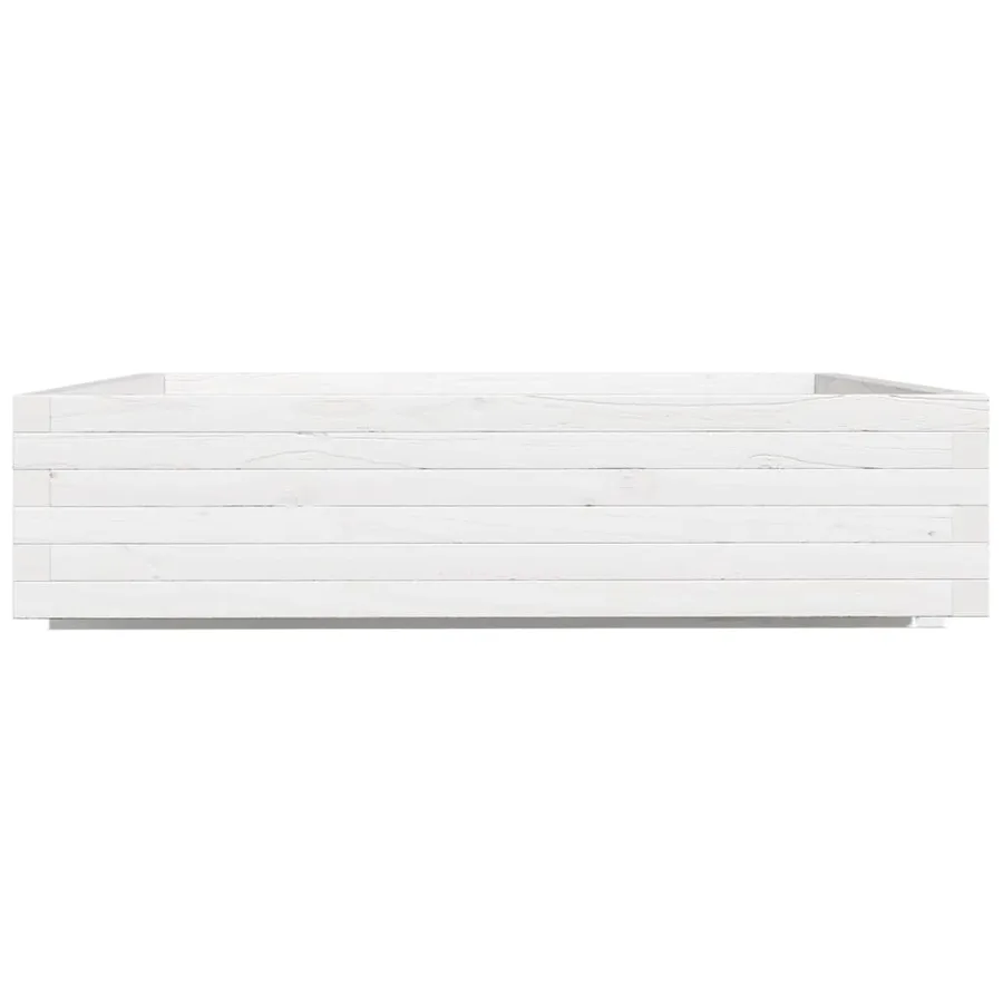 Jardinière blanc 100x100x26,5 cm bois de pin massif - 6