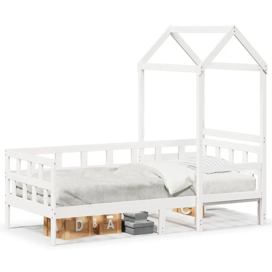 Lit de jour avec toit sans matelas blanc 80x200 cm bois massif - 2
