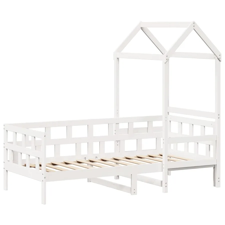 Lit de jour avec toit sans matelas blanc 80x200 cm bois massif - 3