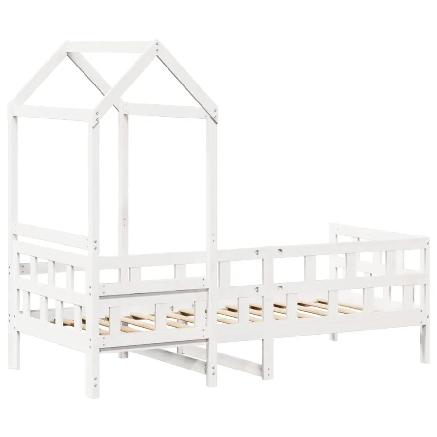 Lit de jour avec toit sans matelas blanc 80x200 cm bois massif - 8